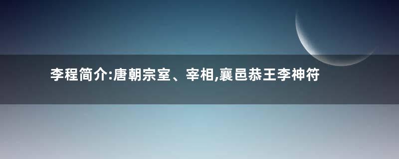 李程简介:唐朝宗室、宰相,襄邑恭王李神符的五世孙