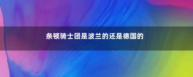 条顿骑士团是波兰的还是德国的