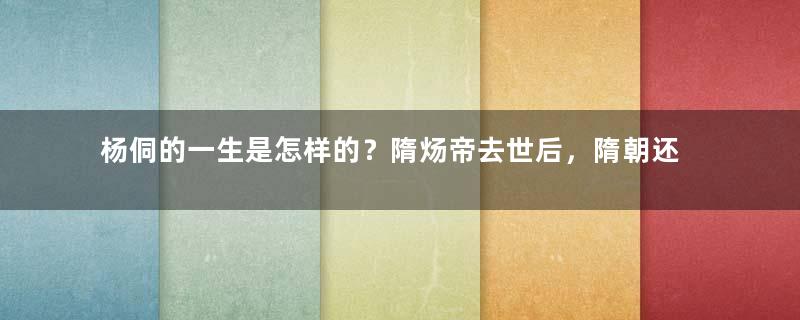 杨侗的一生是怎样的？隋炀帝去世后，隋朝还经历了几位皇帝？