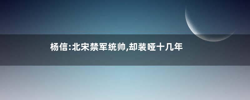 杨信:北宋禁军统帅,却装哑十几年