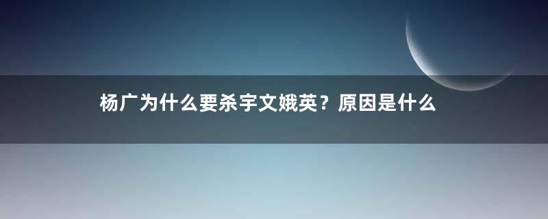 杨广为什么要杀宇文娥英？原因是什么