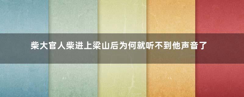 柴大官人柴进上梁山后为何就听不到他声音了