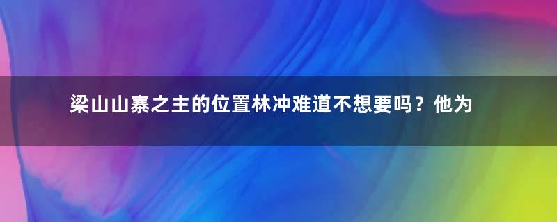 梁山山寨之主的位置林冲难道不想要吗？他为何不去拿下史文恭