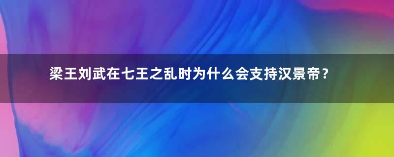 梁王刘武在七王之乱时为什么会支持汉景帝？原因是什么