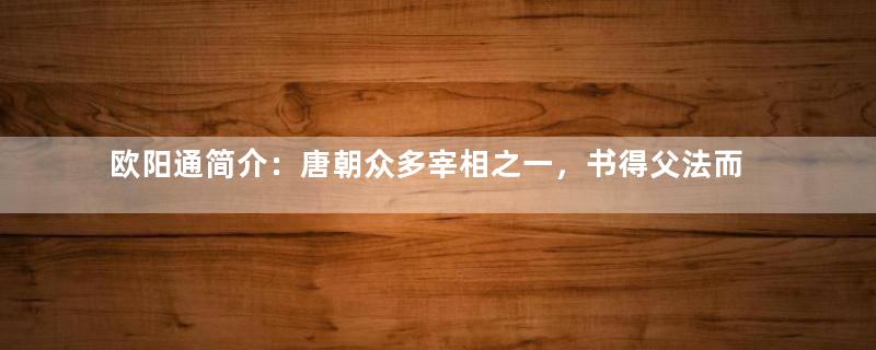 欧阳通简介：唐朝众多宰相之一，书得父法而险峻过之