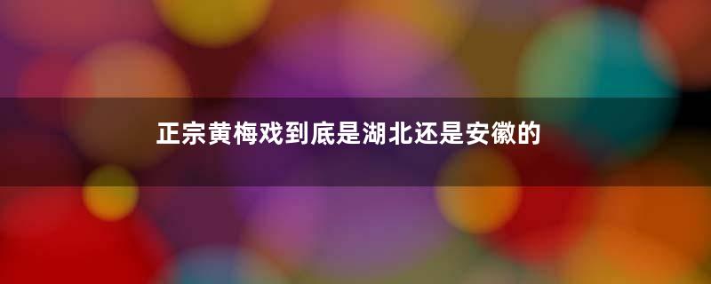 正宗黄梅戏到底是湖北还是安徽的