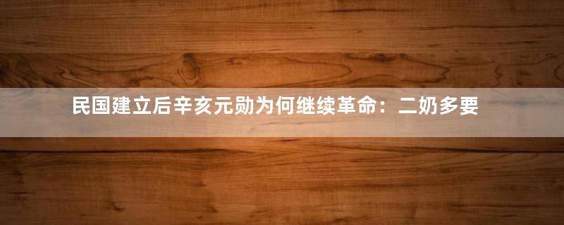 民国建立后辛亥元勋为何继续革命：二奶多要钱养