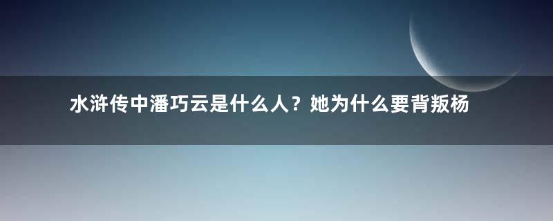 水浒传中潘巧云是什么人？她为什么要背叛杨雄？