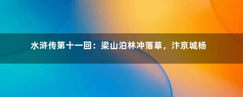 水浒传第十一回：梁山泊林冲落草，汴京城杨志卖刀