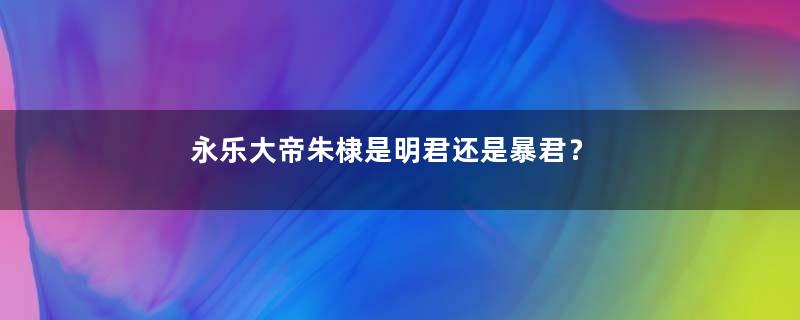 永乐大帝朱棣是明君还是暴君？