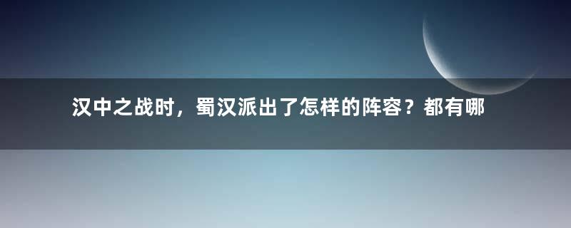 汉中之战时，蜀汉派出了怎样的阵容？都有哪些人参与？