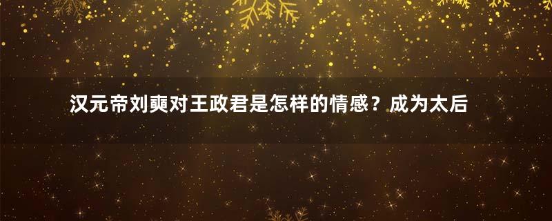 汉元帝刘奭对王政君是怎样的情感？成为太后的她做了什么？