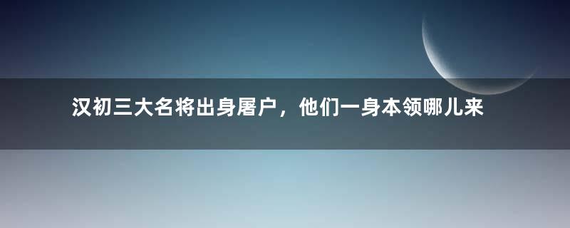 汉初三大名将出身屠户，他们一身本领哪儿来的？