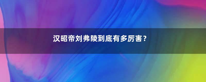 汉昭帝刘弗陵到底有多厉害？