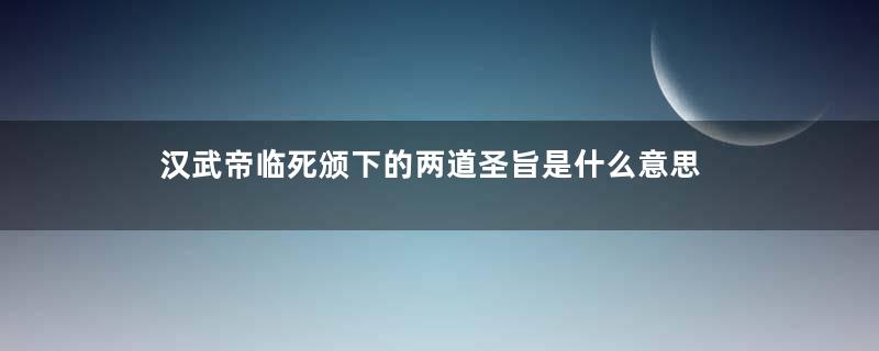 汉武帝临死颁下的两道圣旨是什么意思