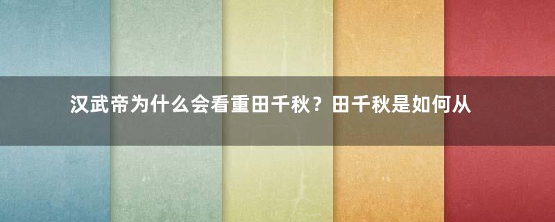 汉武帝为什么会看重田千秋？田千秋是如何从高寝郎飞跃至丞相的？