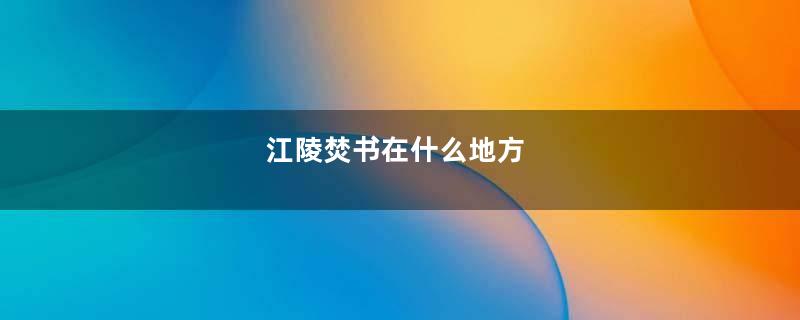 江陵焚书在什么地方
