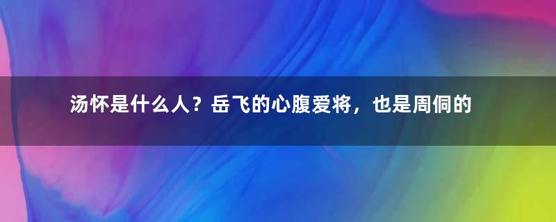 汤怀是什么人？岳飞的心腹爱将，也是周侗的徒弟