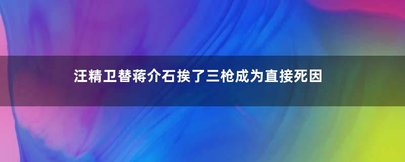 汪精卫替蒋介石挨了三枪成为直接死因