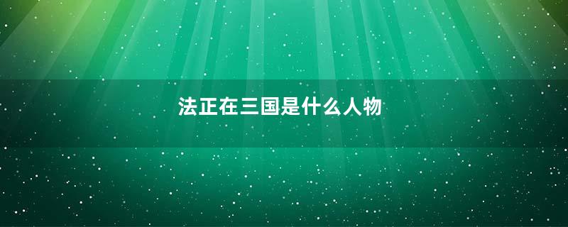 法正在三国是什么人物