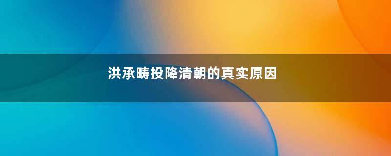 洪承畴投降清朝的真实原因