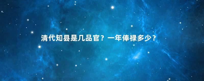 清代知县是几品官？一年俸禄多少？
