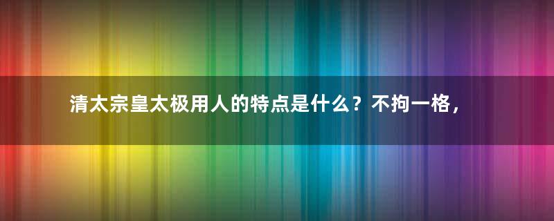 清太宗皇太极用人的特点是什么？不拘一格，不分满、汉、蒙古