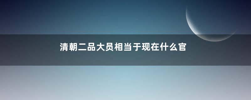 清朝二品大员相当于现在什么官