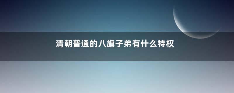 清朝普通的八旗子弟有什么特权