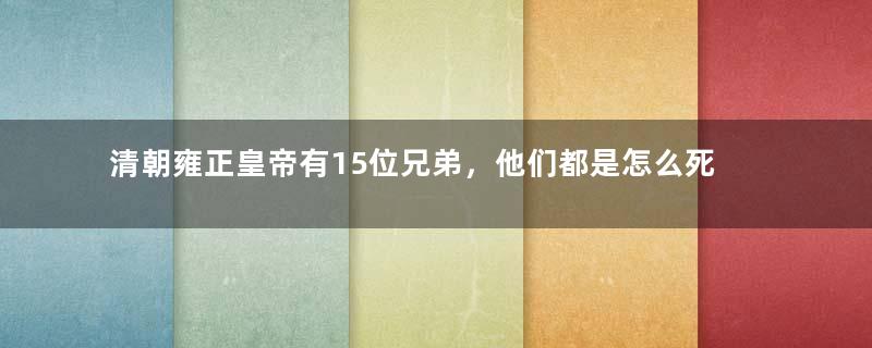 清朝雍正皇帝有15位兄弟，他们都是怎么死的？