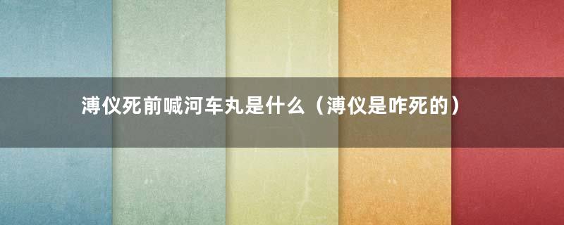 溥仪死前喊河车丸是什么（溥仪是咋死的）