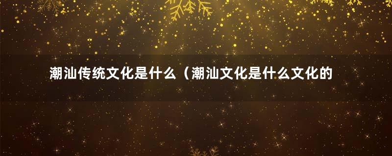 潮汕传统文化是什么（潮汕文化是什么文化的）