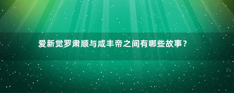 爱新觉罗肃顺与咸丰帝之间有哪些故事？