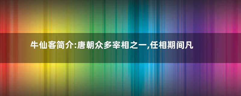 牛仙客简介:唐朝众多宰相之一,任相期间凡事依从李林甫