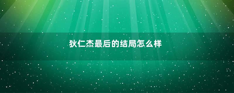 狄仁杰最后的结局怎么样