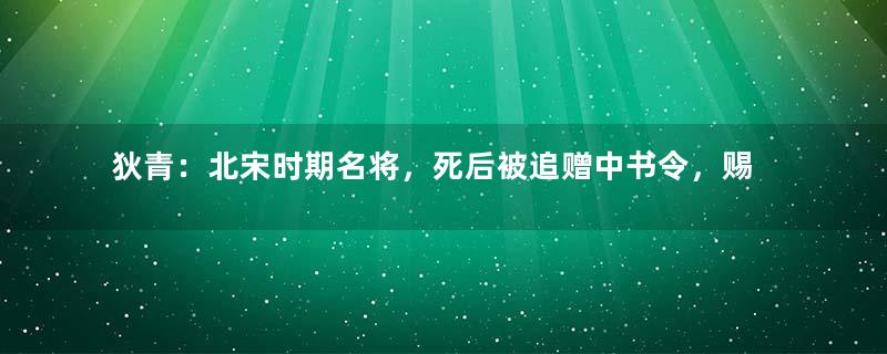 狄青：北宋时期名将，死后被追赠中书令，赐谥武襄