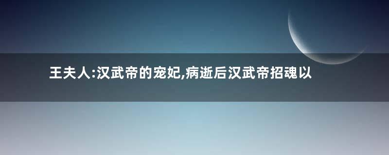 王夫人:汉武帝的宠妃,病逝后汉武帝招魂以解相思之情