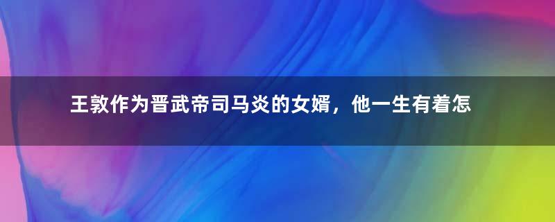 王敦作为晋武帝司马炎的女婿，他一生有着怎样的经历？
