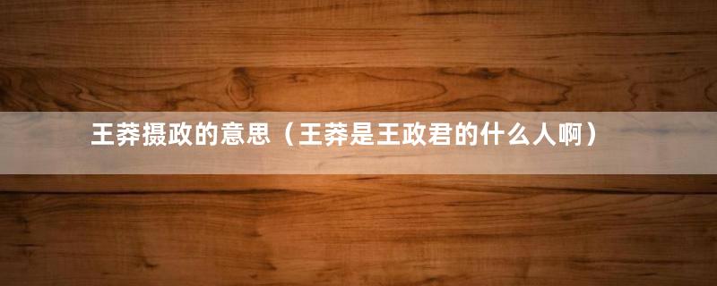 王莽摄政的意思（王莽是王政君的什么人啊）