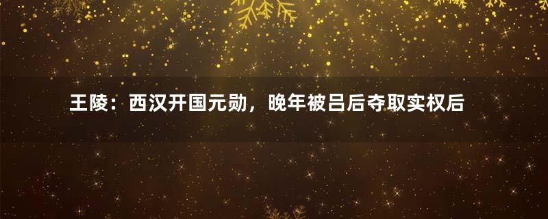 王陵：西汉开国元勋，晚年被吕后夺取实权后辞职闭门不出