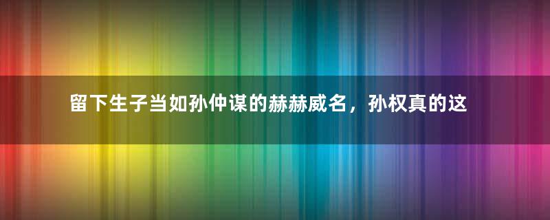 留下生子当如孙仲谋的赫赫威名，孙权真的这么厉害吗？