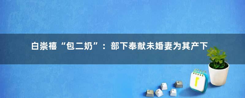 白崇禧“包二奶”：部下奉献未婚妻为其产下一子