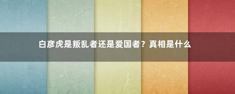 白彦虎是叛乱者还是爱国者？真相是什么