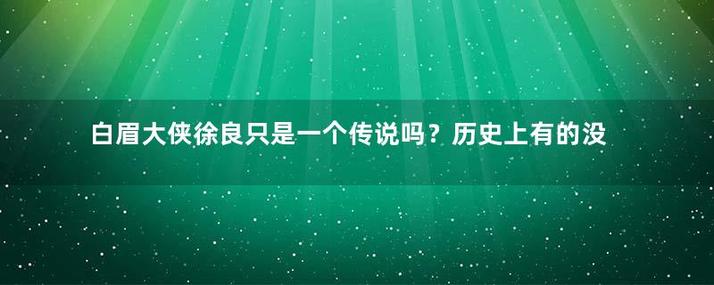 白眉大侠徐良只是一个传说吗？历史上有的没这个人吗？