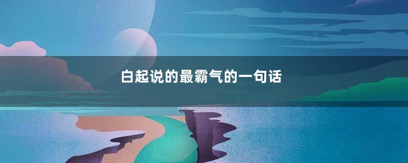 白起说的最霸气的一句话