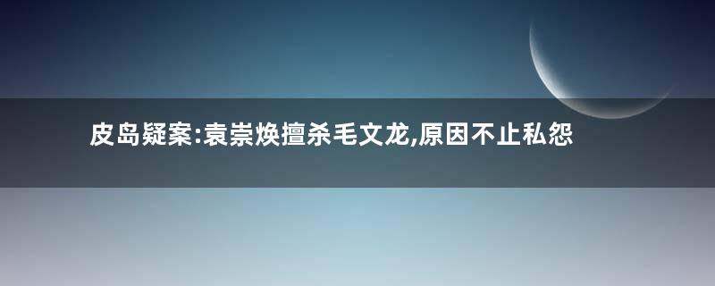 皮岛疑案:袁崇焕擅杀毛文龙,原因不止私怨,背后还有党争的影子