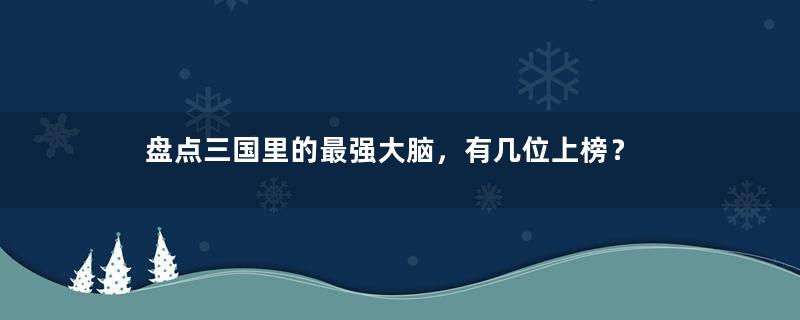 盘点三国里的最强大脑，有几位上榜？