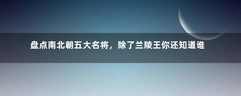 盘点南北朝五大名将，除了兰陵王你还知道谁？