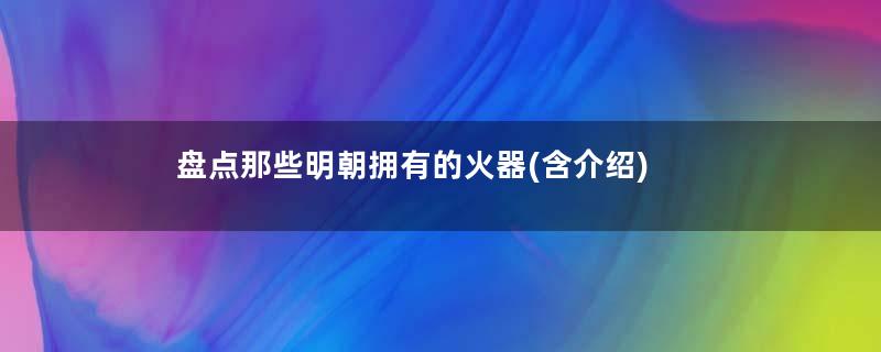 盘点那些明朝拥有的火器(含介绍)