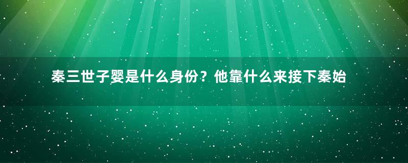 秦三世子婴是什么身份？他靠什么来接下秦始皇和胡亥的班？